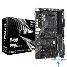 Материнская плата AM4, AMD, ASRock B450 Pro4 R2.0
