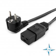 Кабель питания с заземлением EU-Schuko/IEC 60320 C19, 16А/250В (3x1,0), длина 1,8 м.